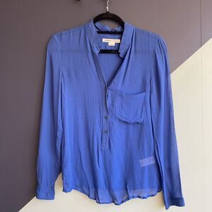 Helmut Lang Blue Semi-Sheer long-sleeved blouse Sz P/XS
